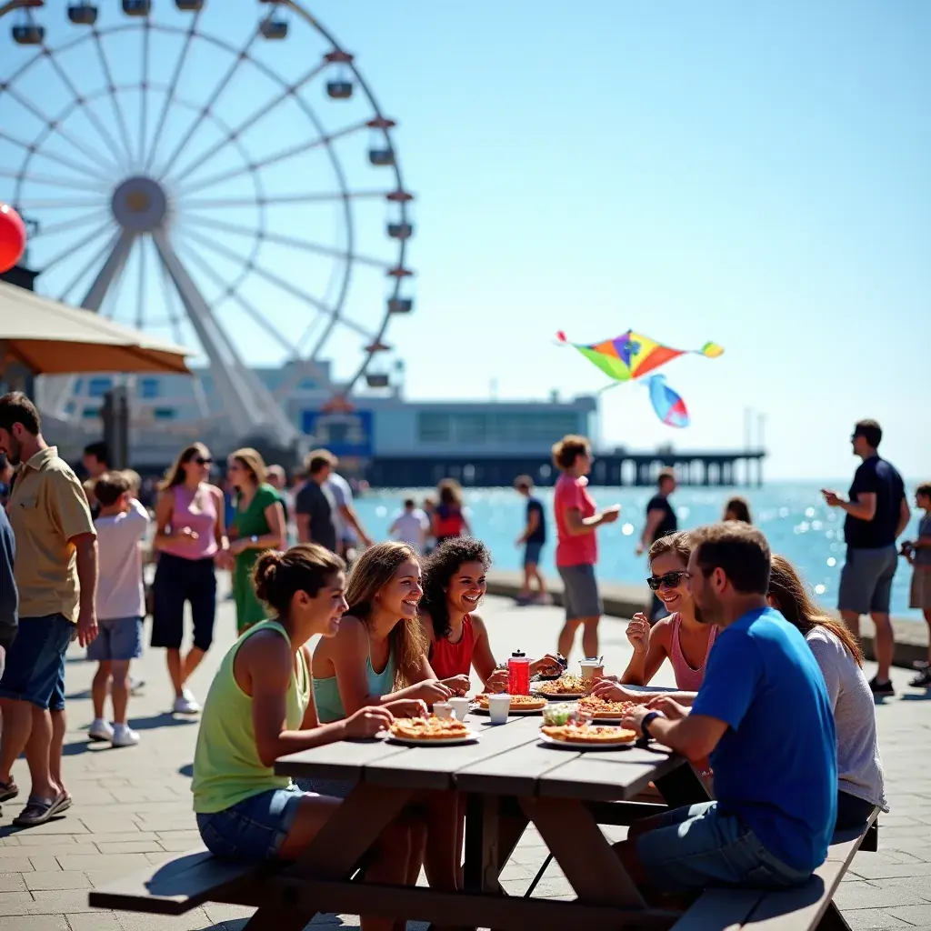 Ночной Чикаго с яркими огнями и небоскрёбами