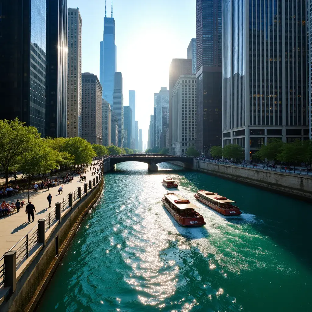 Знаменитый Чикагский театр с яркой вывеской